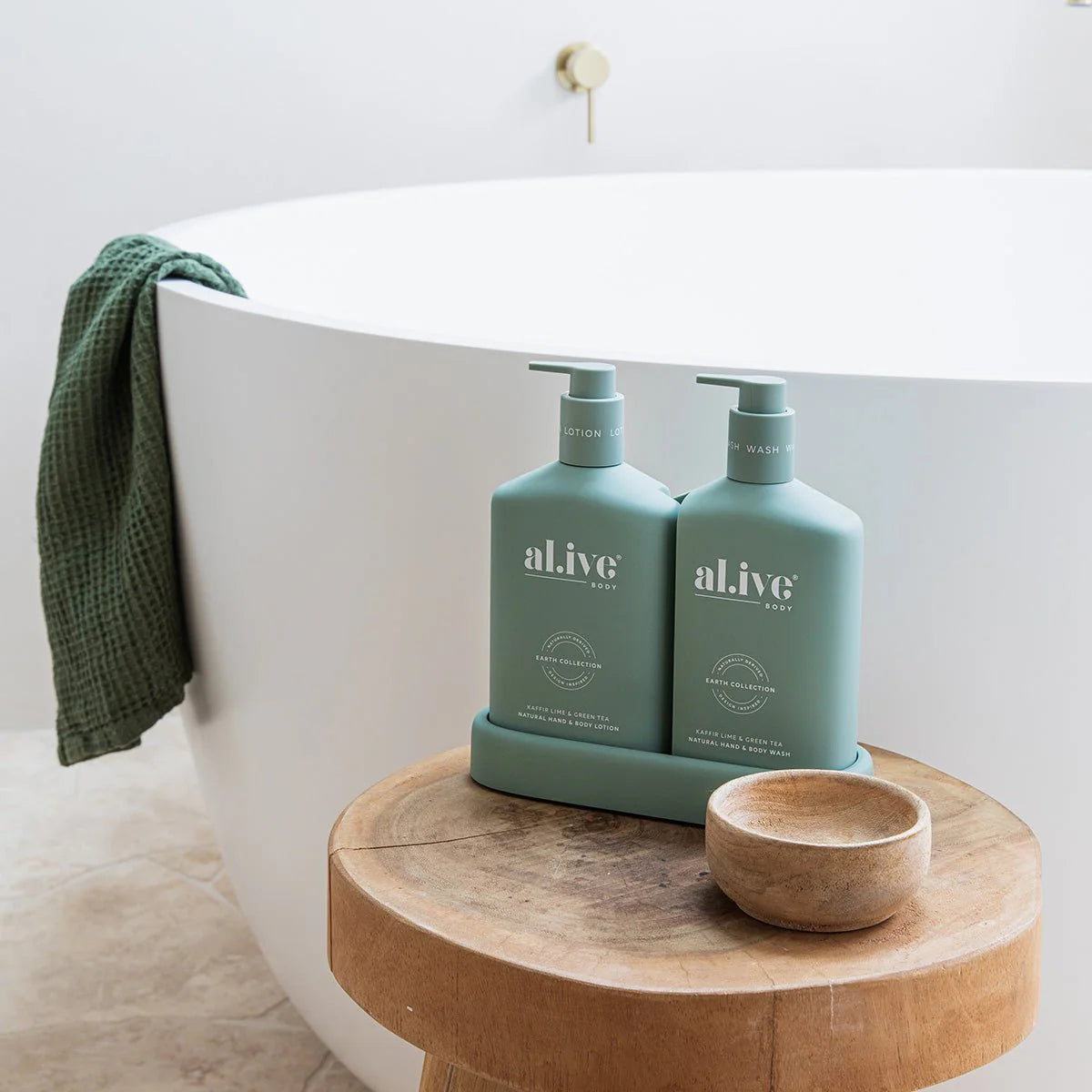 Al.ive - Wash & Lotion Duo + Tray - Kaffir Lime & Green Tea