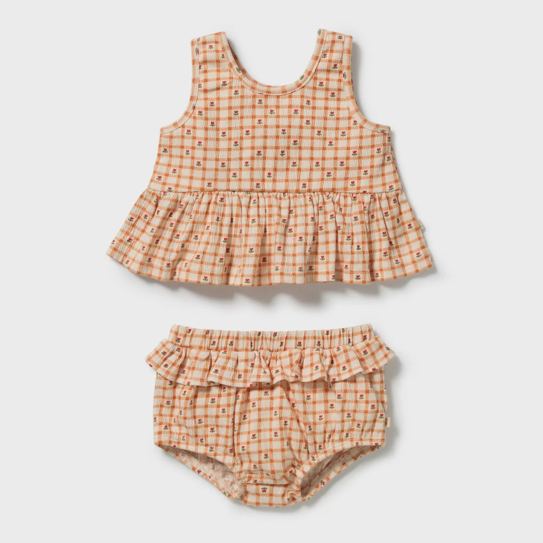 Wilson & Frenchy - Checkberry Organic Crinkle Ruffle Set