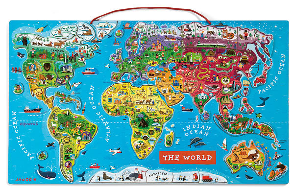 Janod - Wooden Magnetic World Map