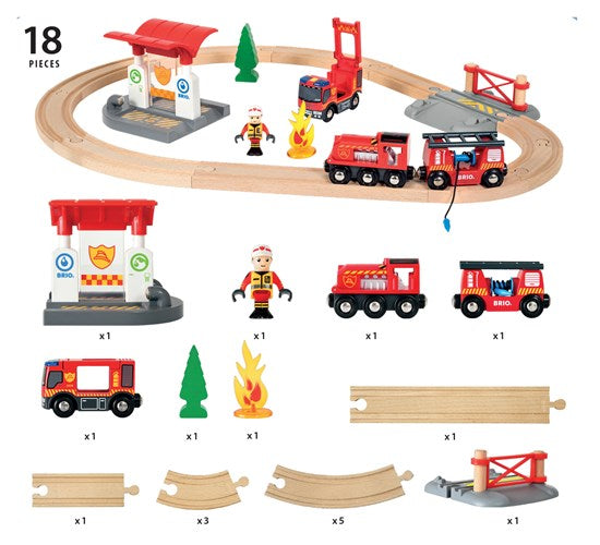 Brio - Firefighter Train Set - Flat