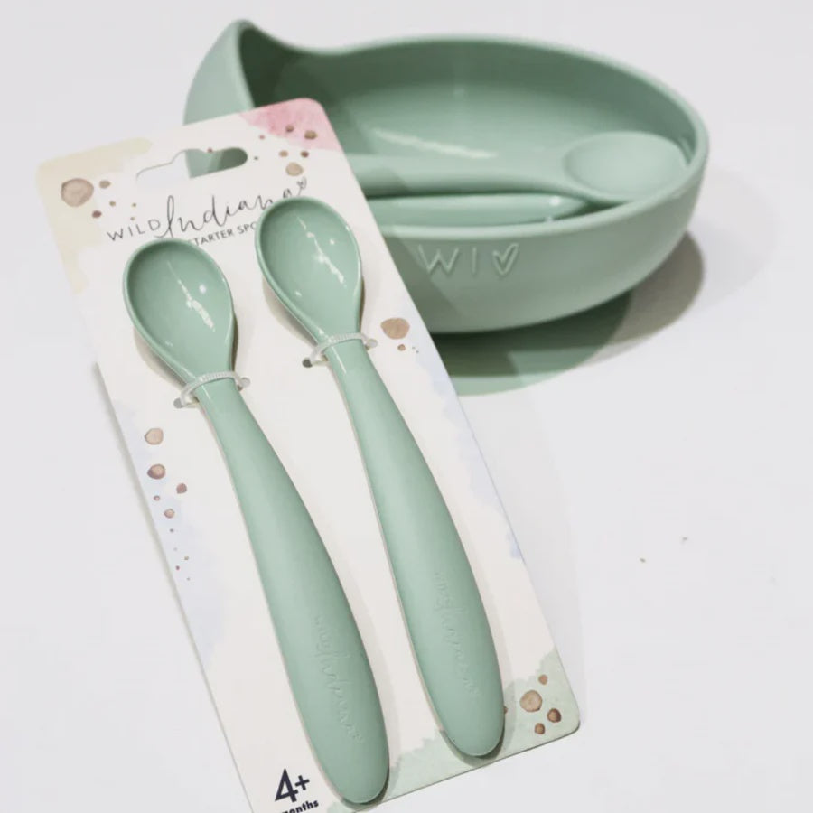 Wild Indiana - Baby Starter Spoons 2 Pack - Sage