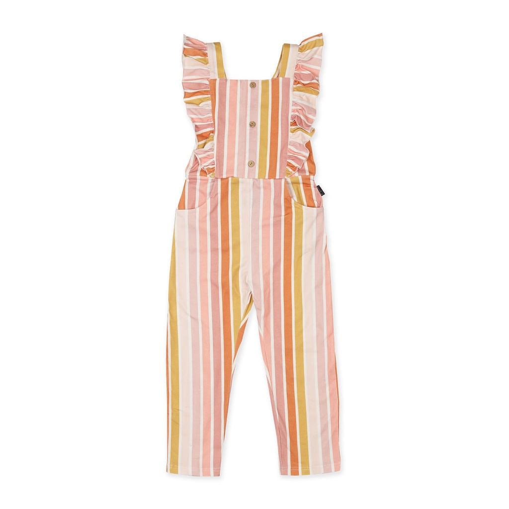 Kapow Kids - Ruffle Dungarees - Beach Stripe