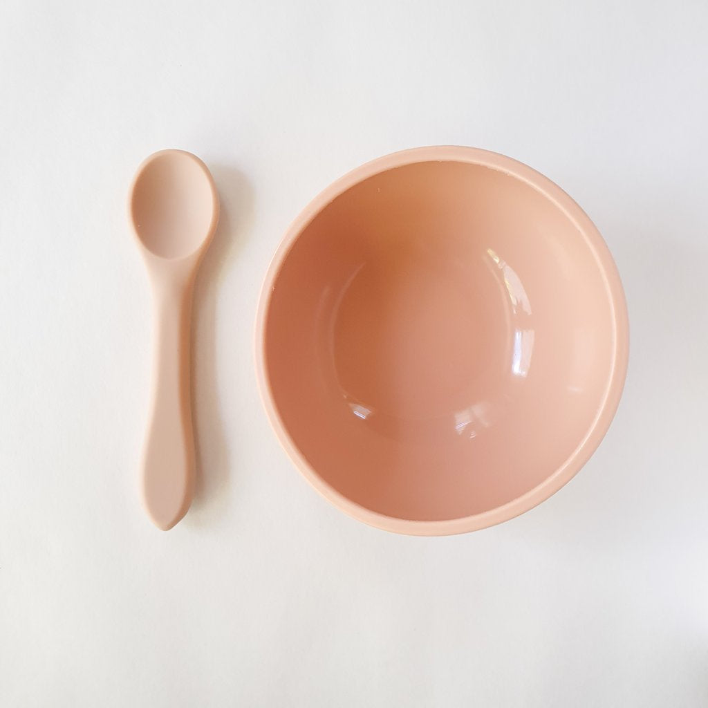 Dove & Dovelet - Silicone Suction Bowl & Spoon Set - Nude