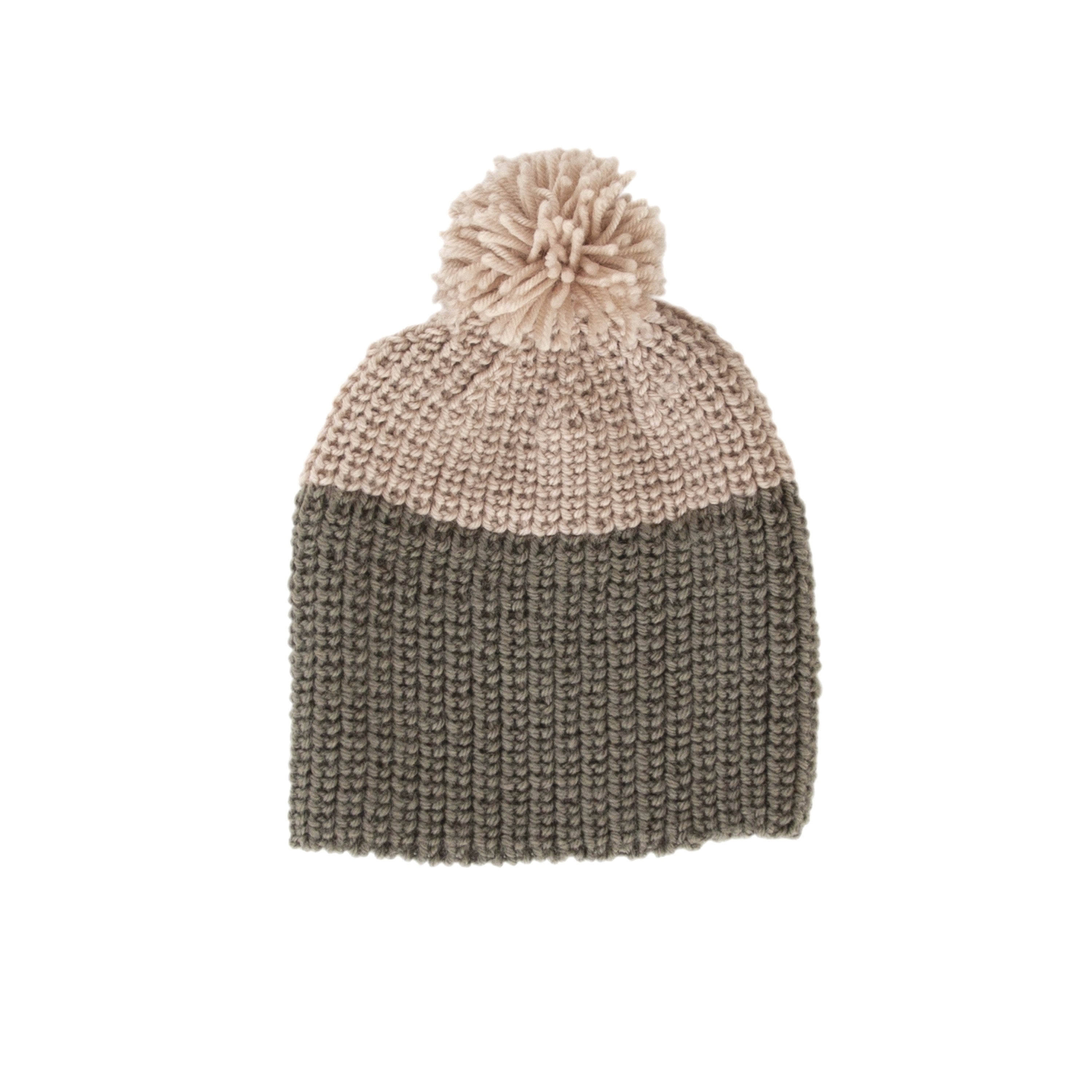 Acorn - Mountain Merino Beanie - Khaki & Cream