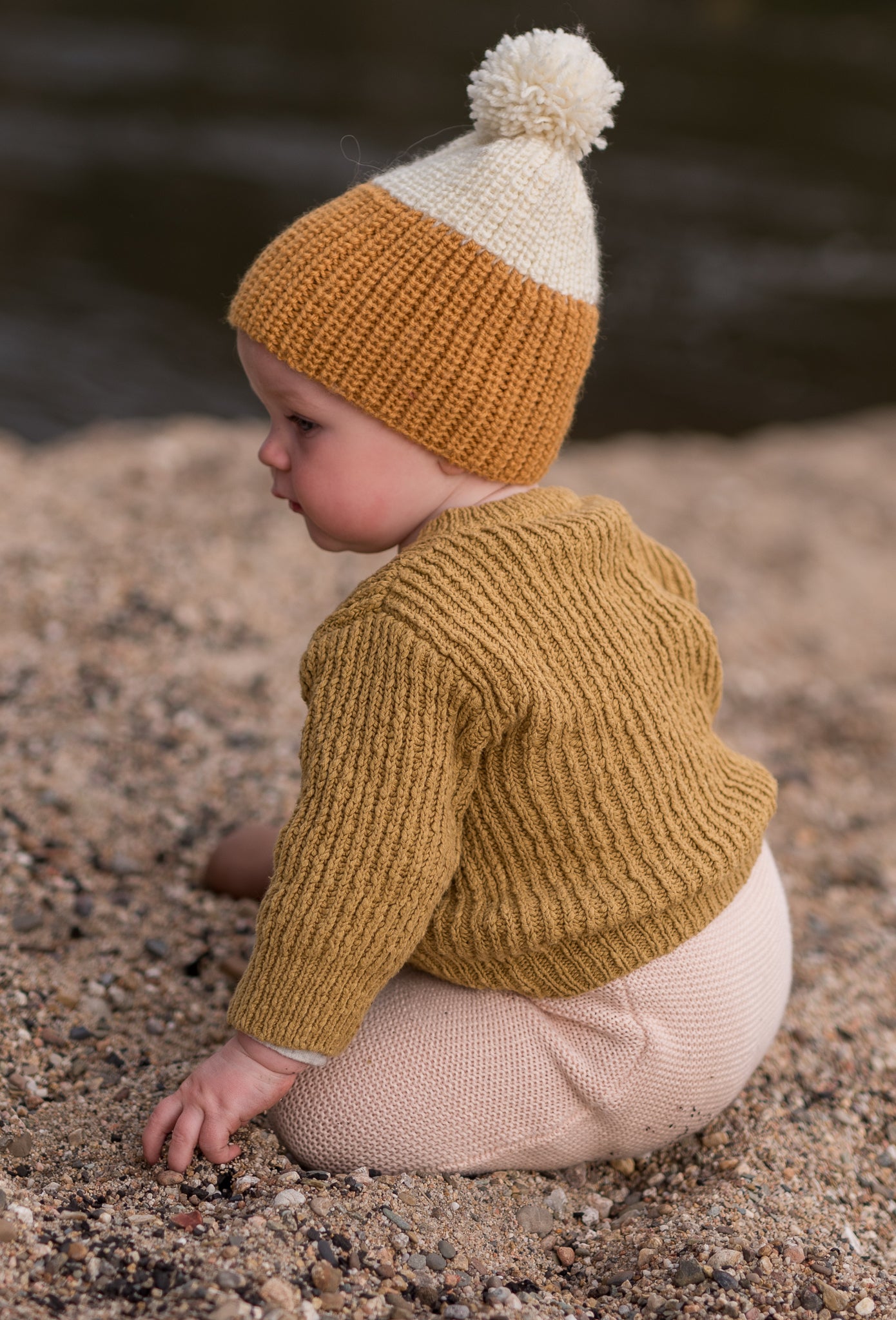 Acorn - Mountain Merino Beanie - Mustard & Cream