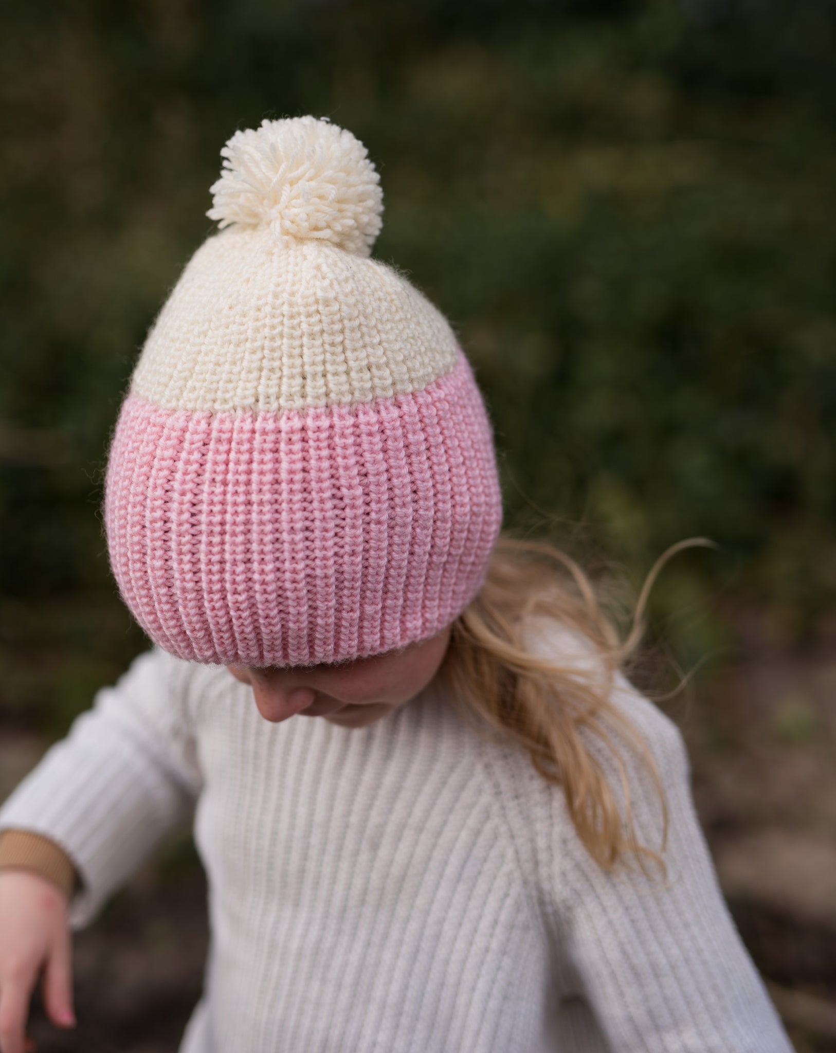 Acorn - Mountain Merino Beanie - Pink & Cream