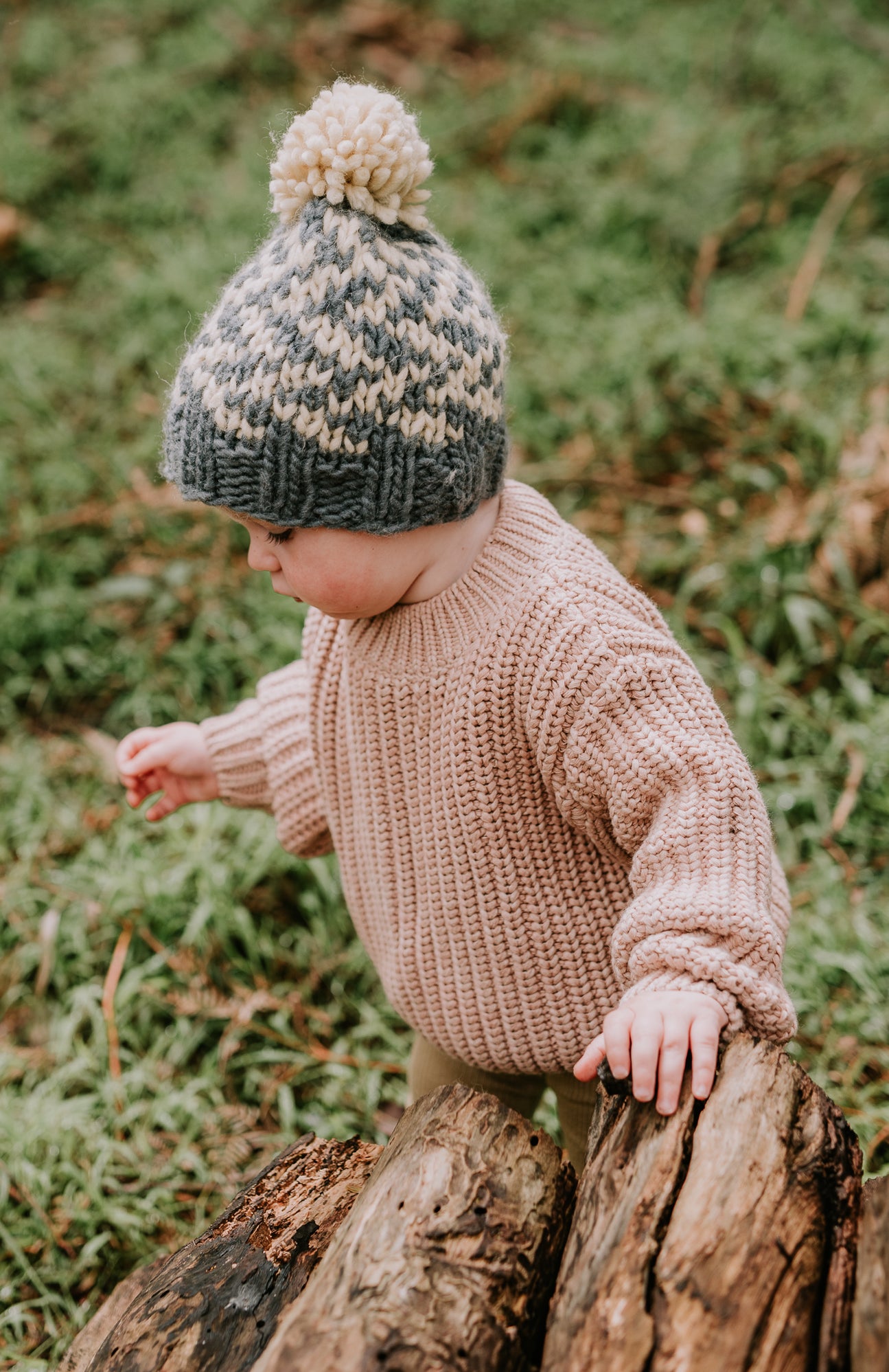 Acorn -  Indie Beanie -Grey & Cream