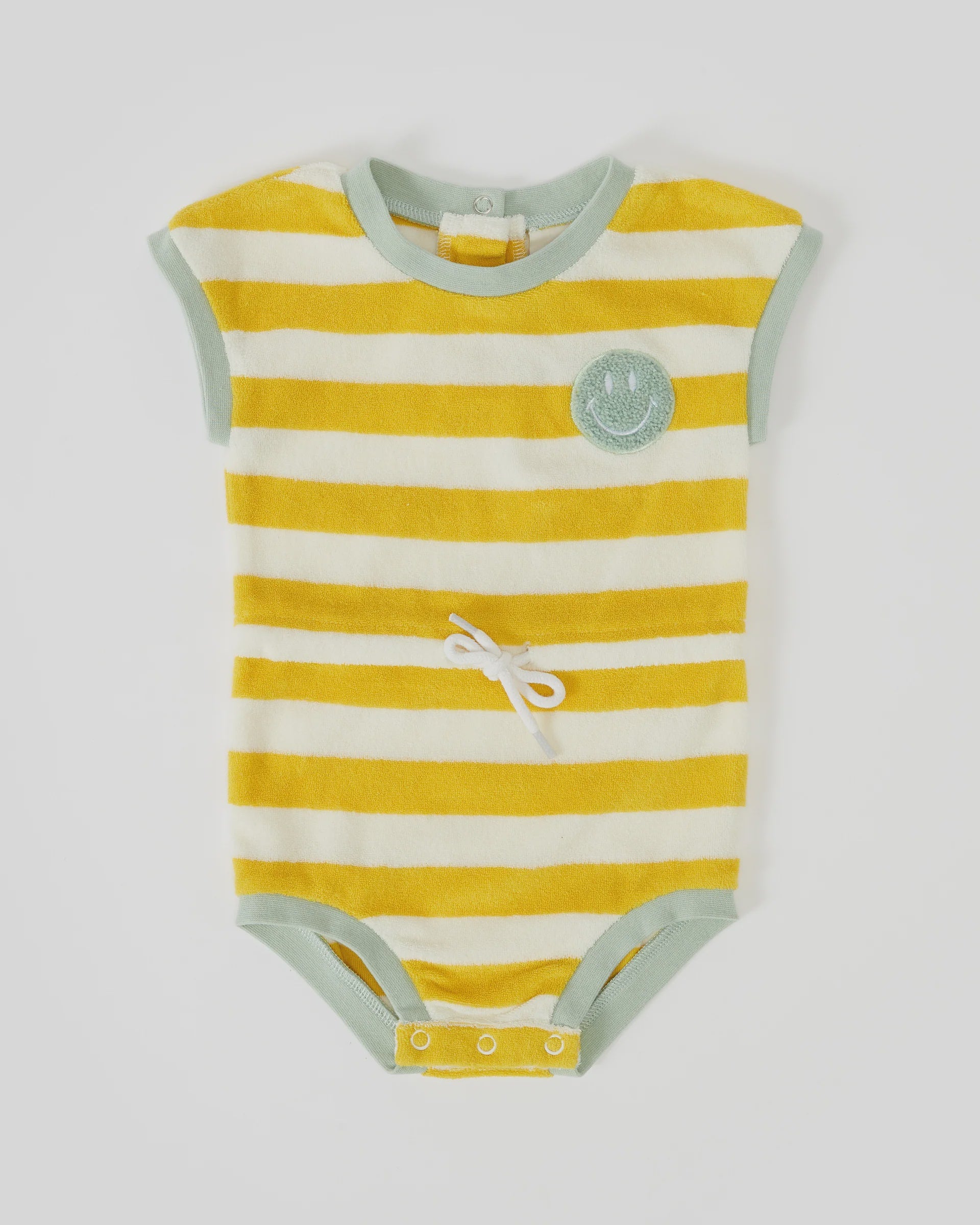 Goldie & Ace - Lemon Smiley Terry Towelling Romper