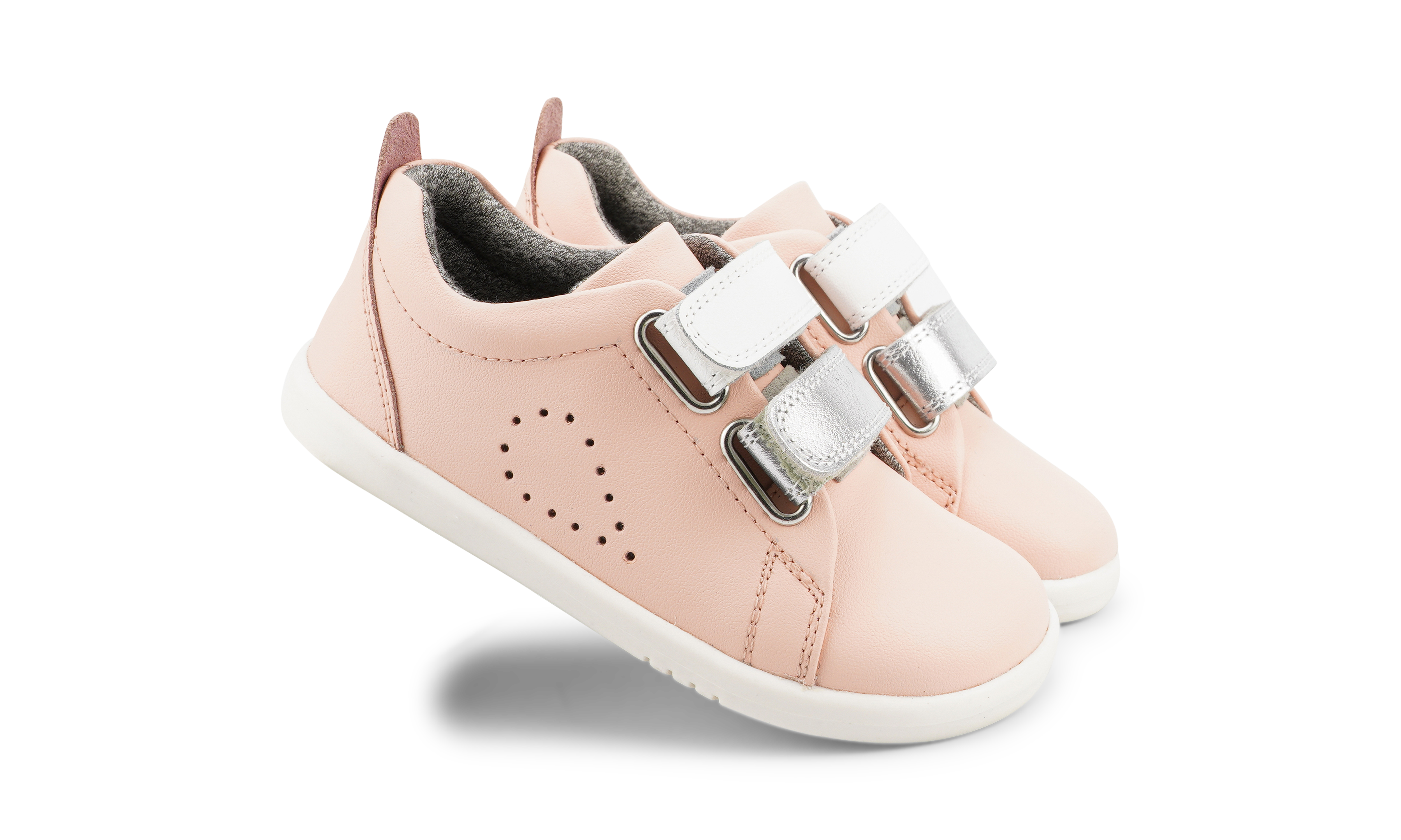 Bobux - Grass Court Switch  - Seashell (Silver+White)