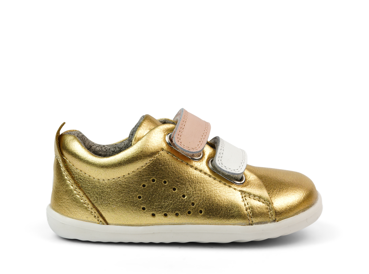 Bobux - Grass Court Switch  - Gold Metallic (White+Seashell)