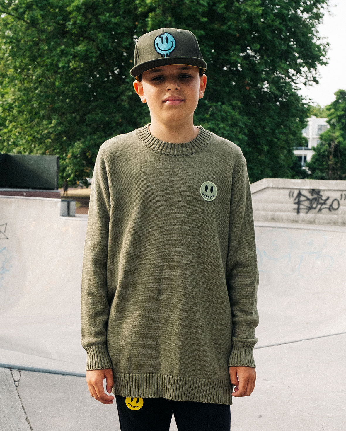 Band Of Boys - Bandits  Smiley Knit Crew - Moss Green
