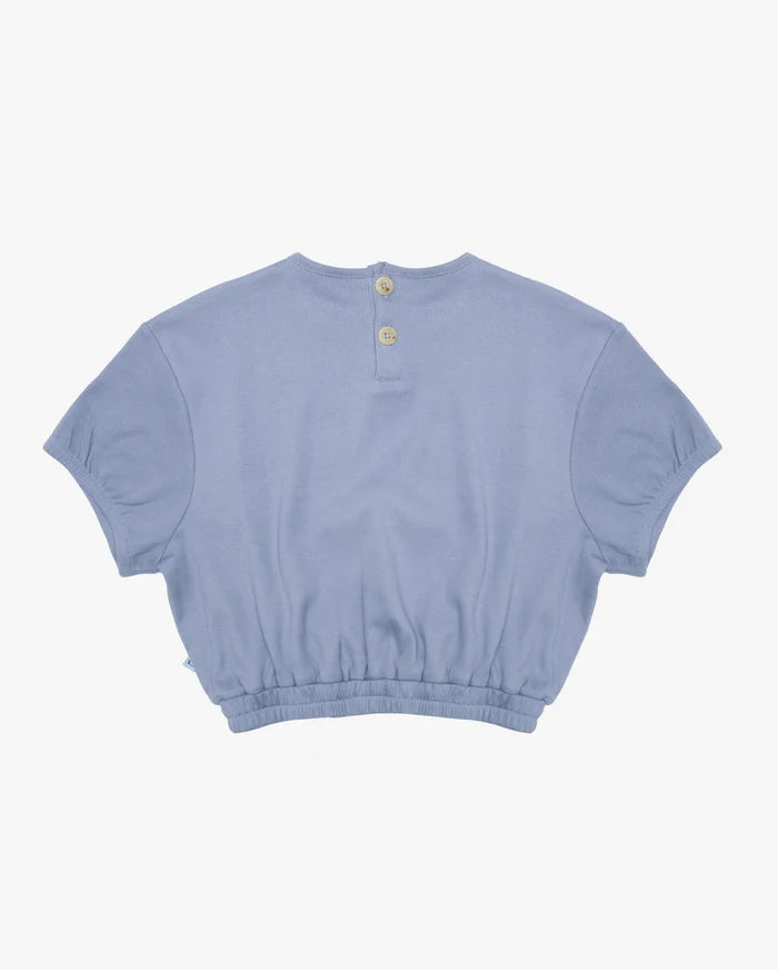 The Girl Club - Blue Rib Elastic Waist Top