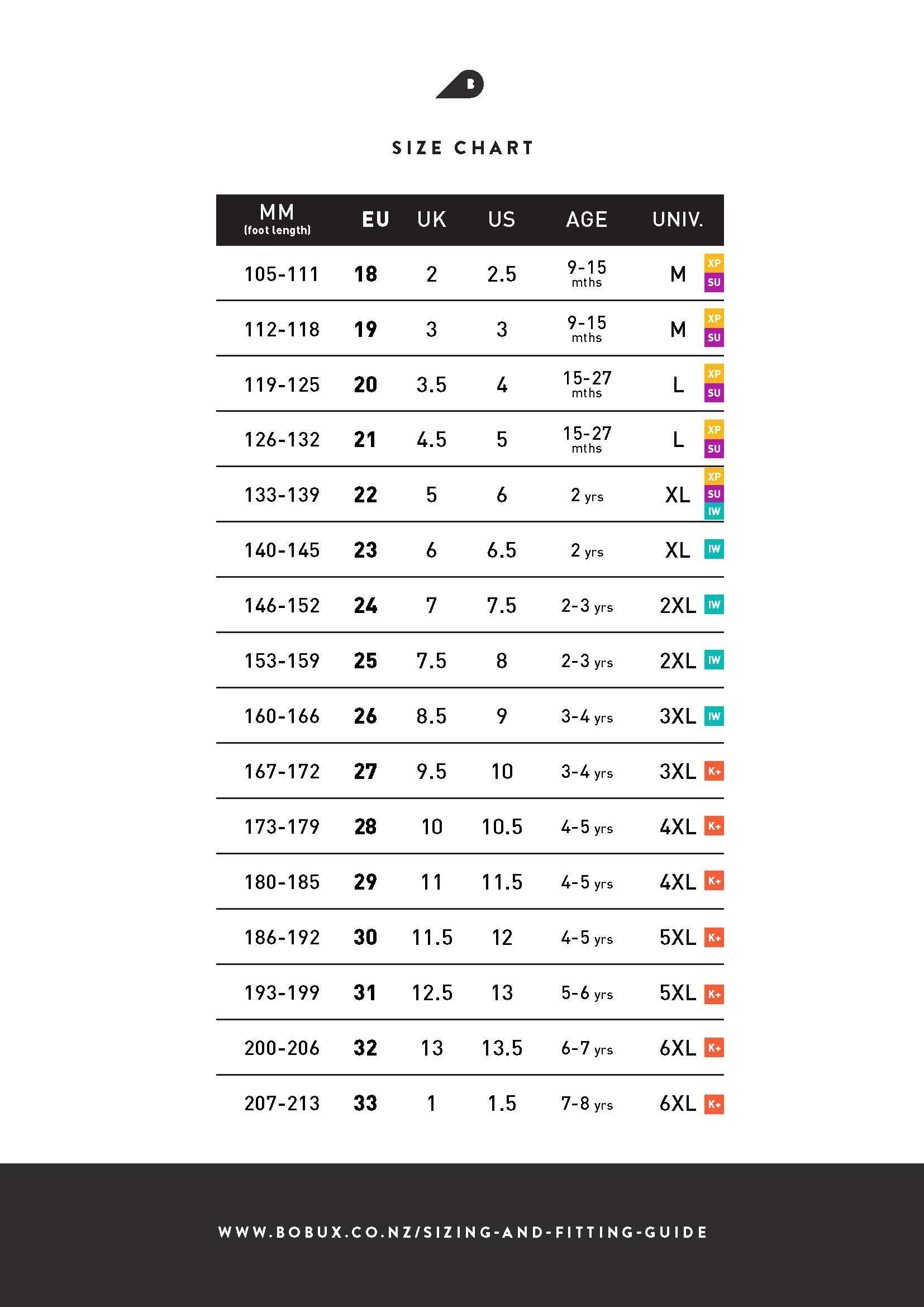 Woodland sandals size chart discount