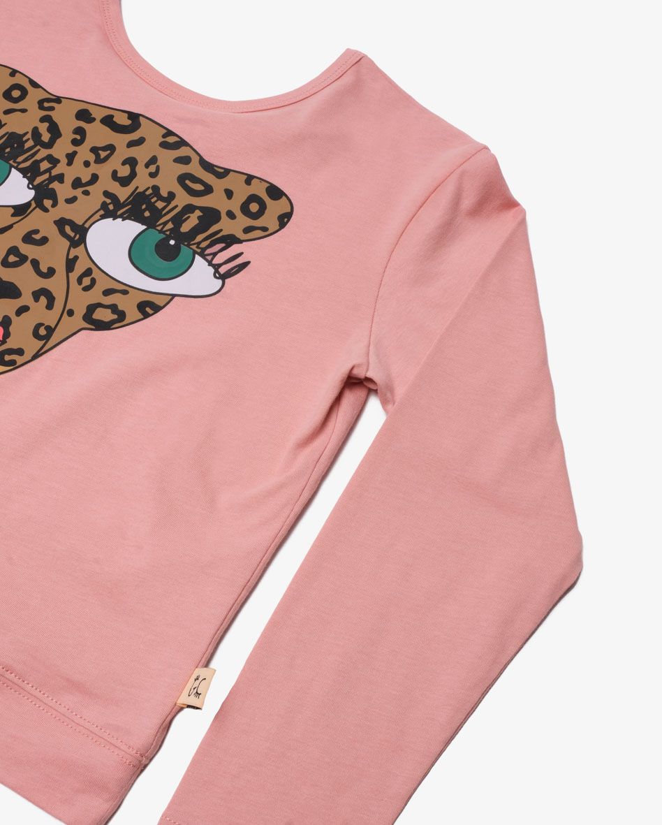 The Girl Club - Leopard Lady L/S Crop Tee - Blush Pink