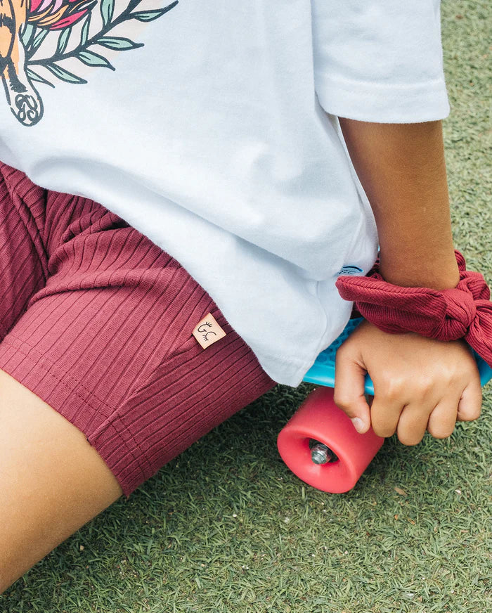 The Girl Club - Plum Stretch Rib Short