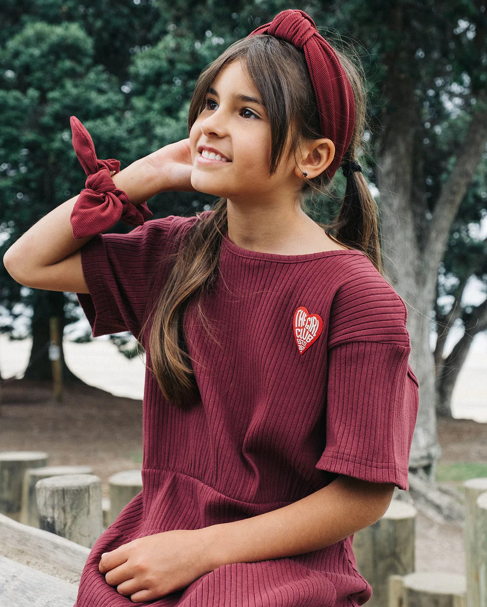 The Girl Club - Dark Plum Rib Panel Dress