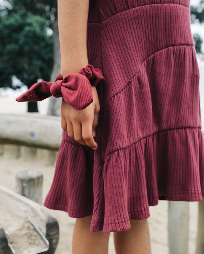 The Girl Club - Dark Plum Rib Panel Dress