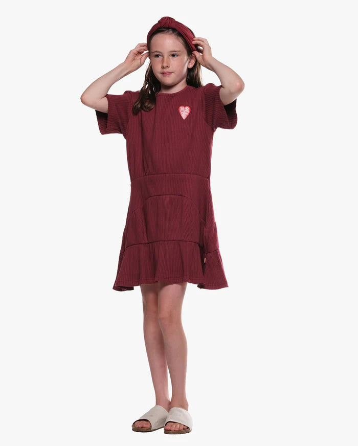 The Girl Club - Dark Plum Rib Panel Dress