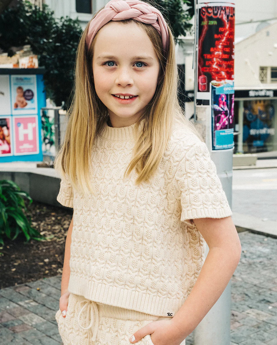 The Girl Club - Cream Lace Knit Tee
