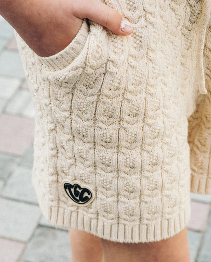 The Girl Club - Cream Lace Knit Shorts