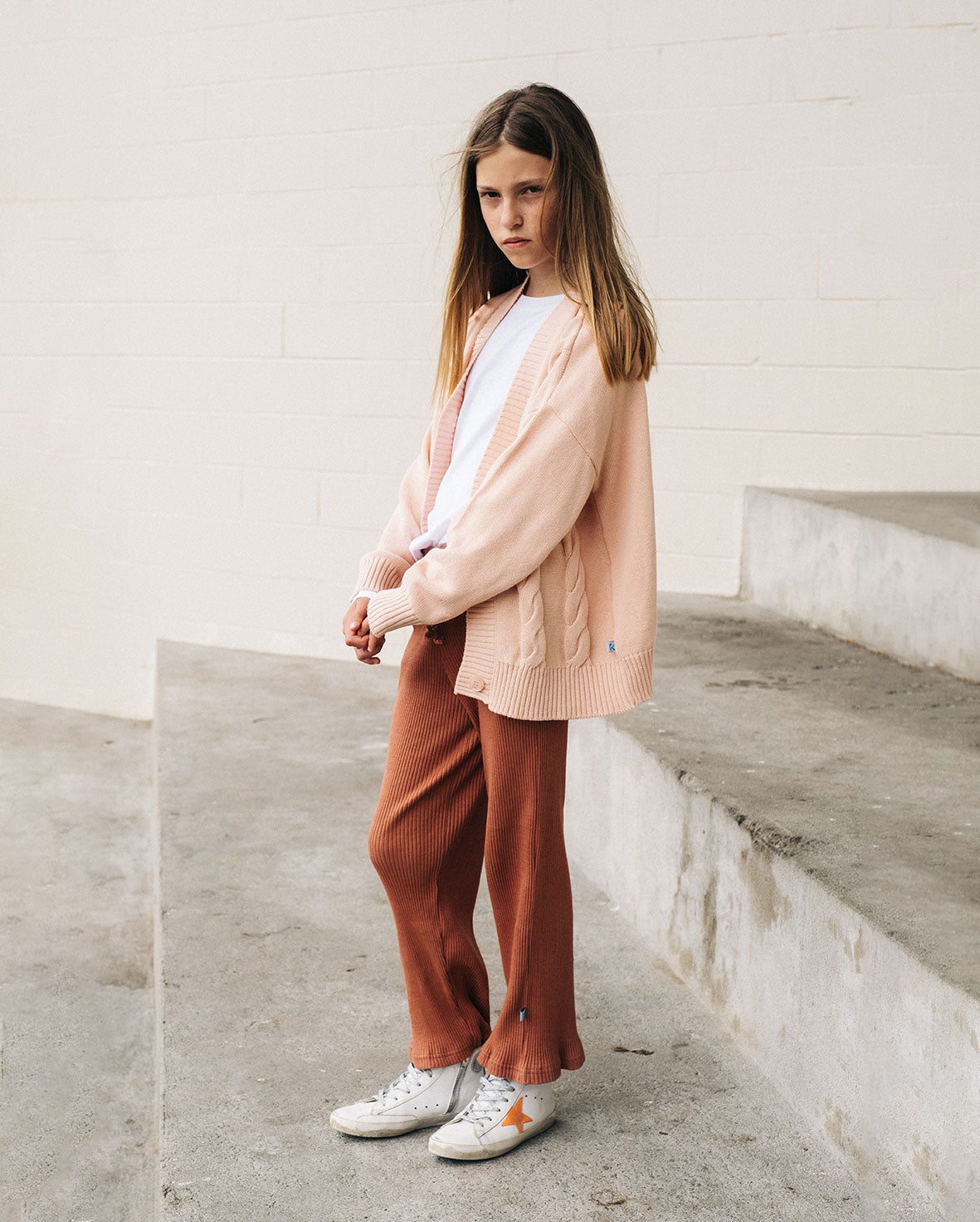 The Girl Club - Pink Cable V Neck Cardigan - Pink
