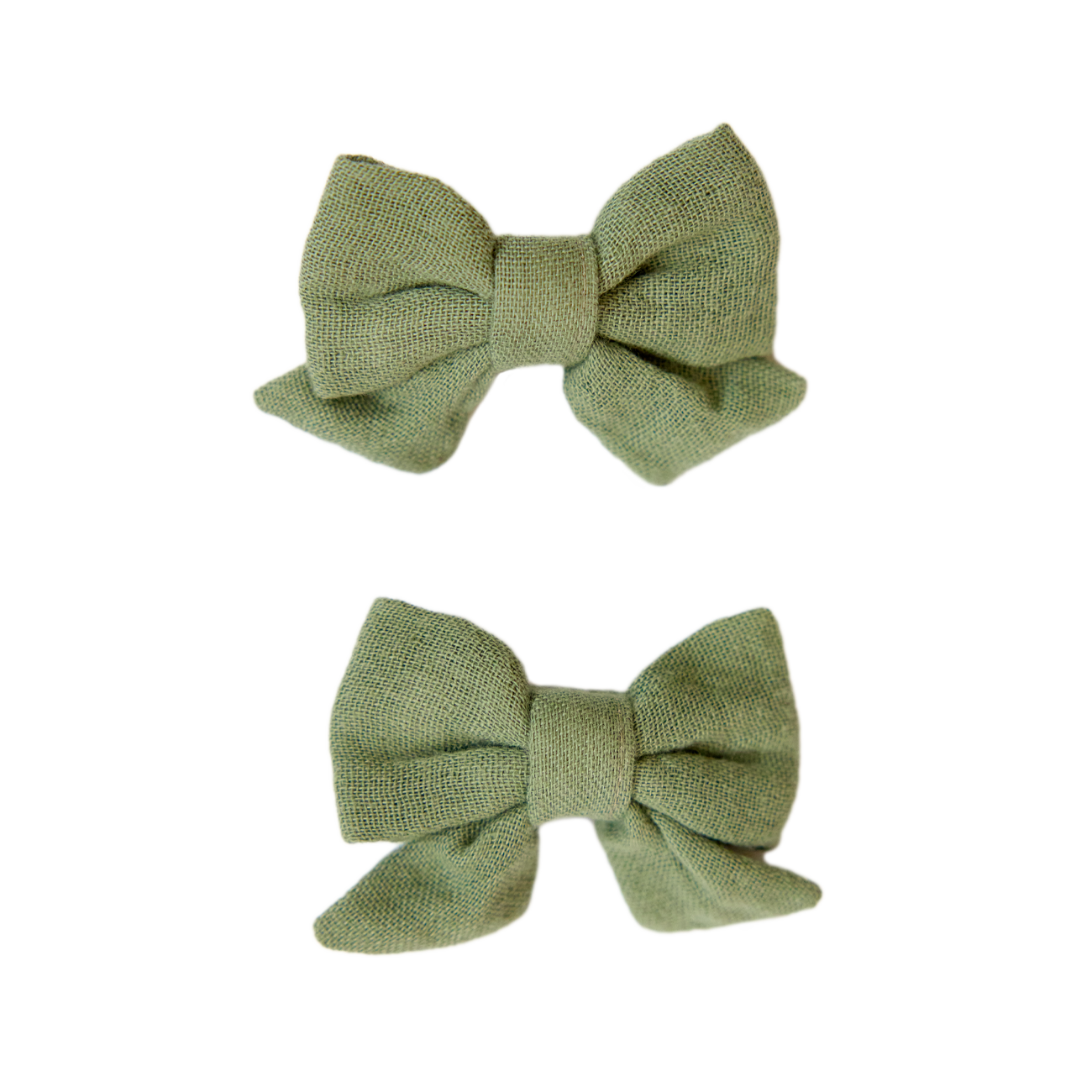 Nature Baby - Bow Hair Clips - Hedge Green