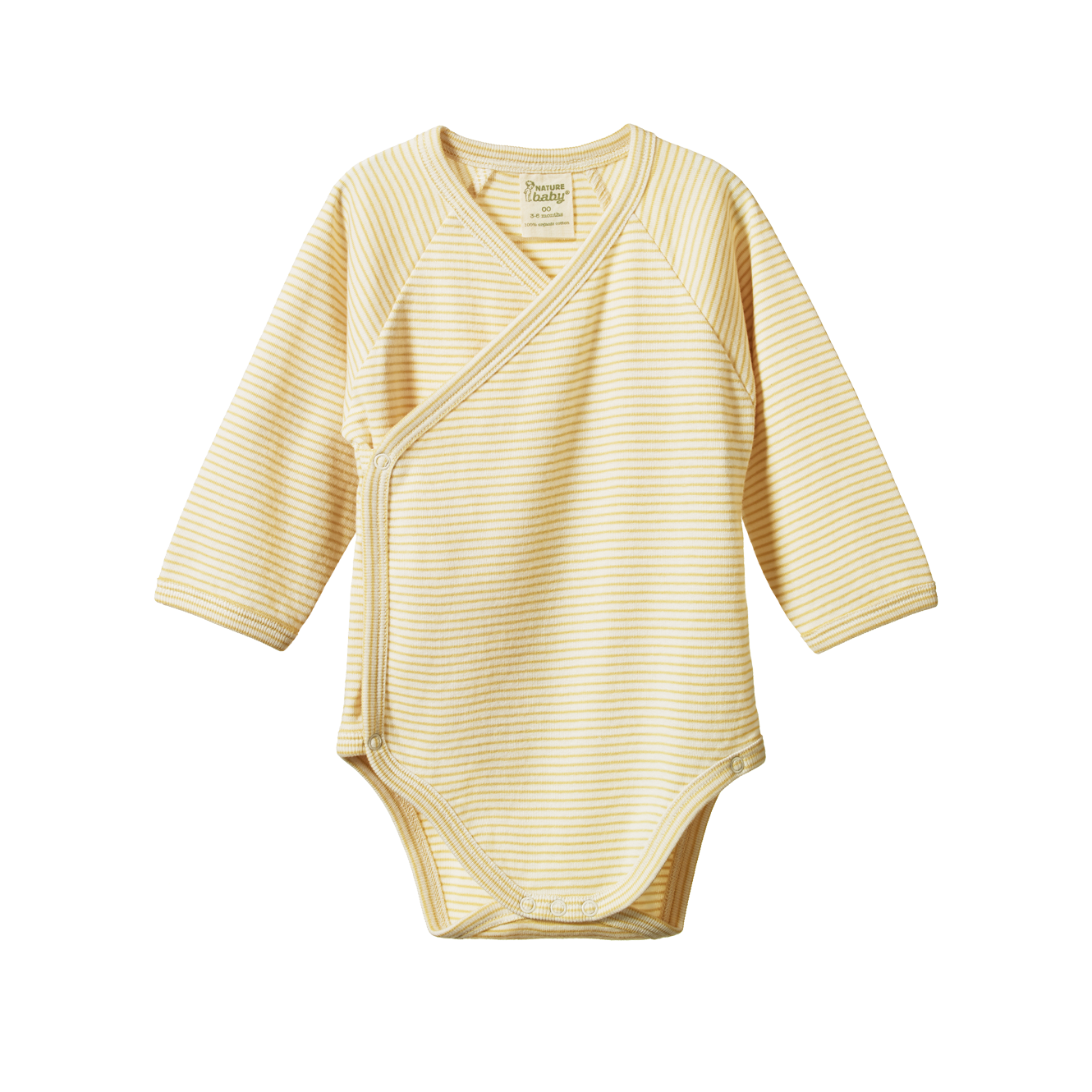 Nature Baby - Long Sleeve Kimono Bodysuit - Sand Pinstripe