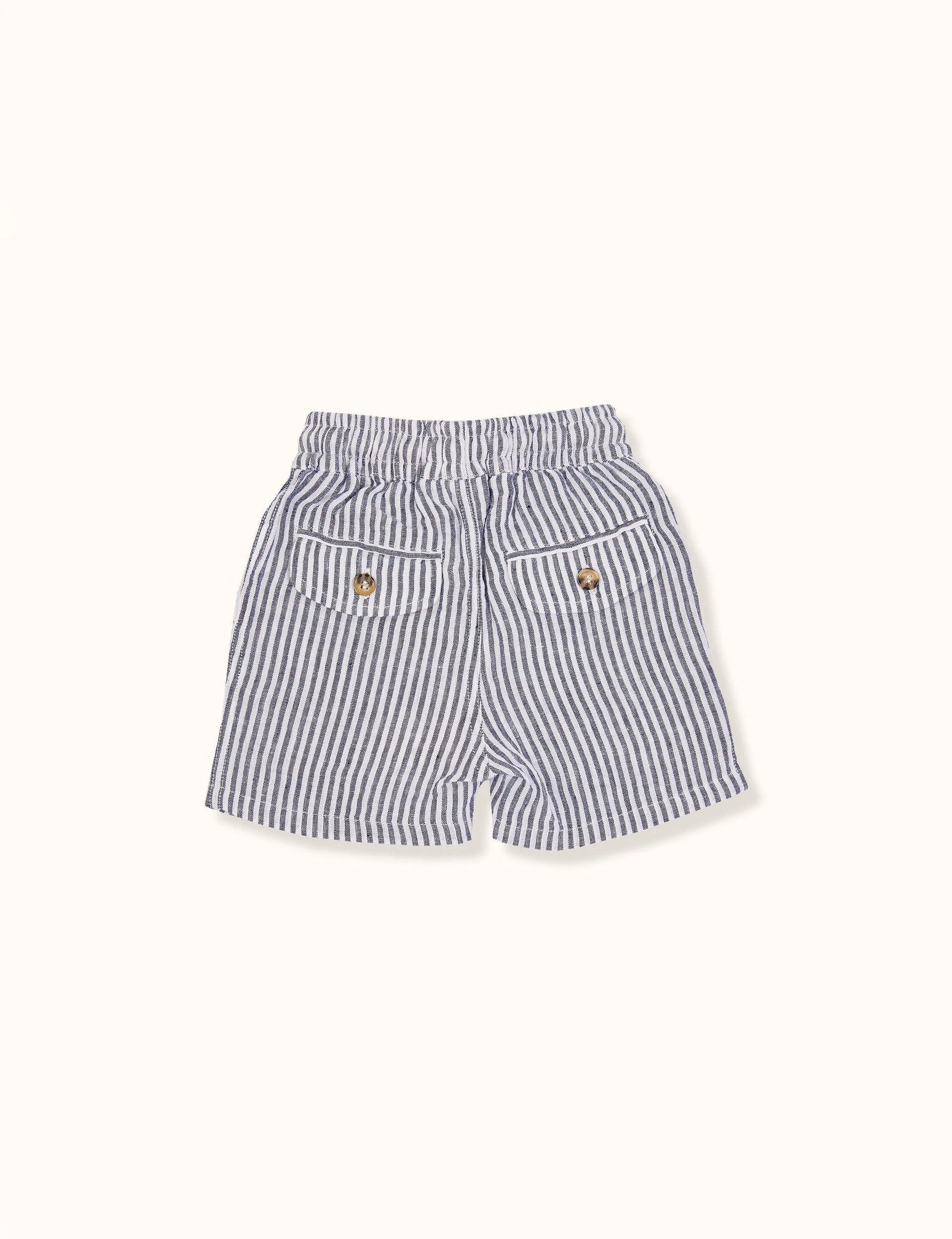 Goldie & Ace - NOAH STRIPE LINEN SHORT - BLUE STRIPE