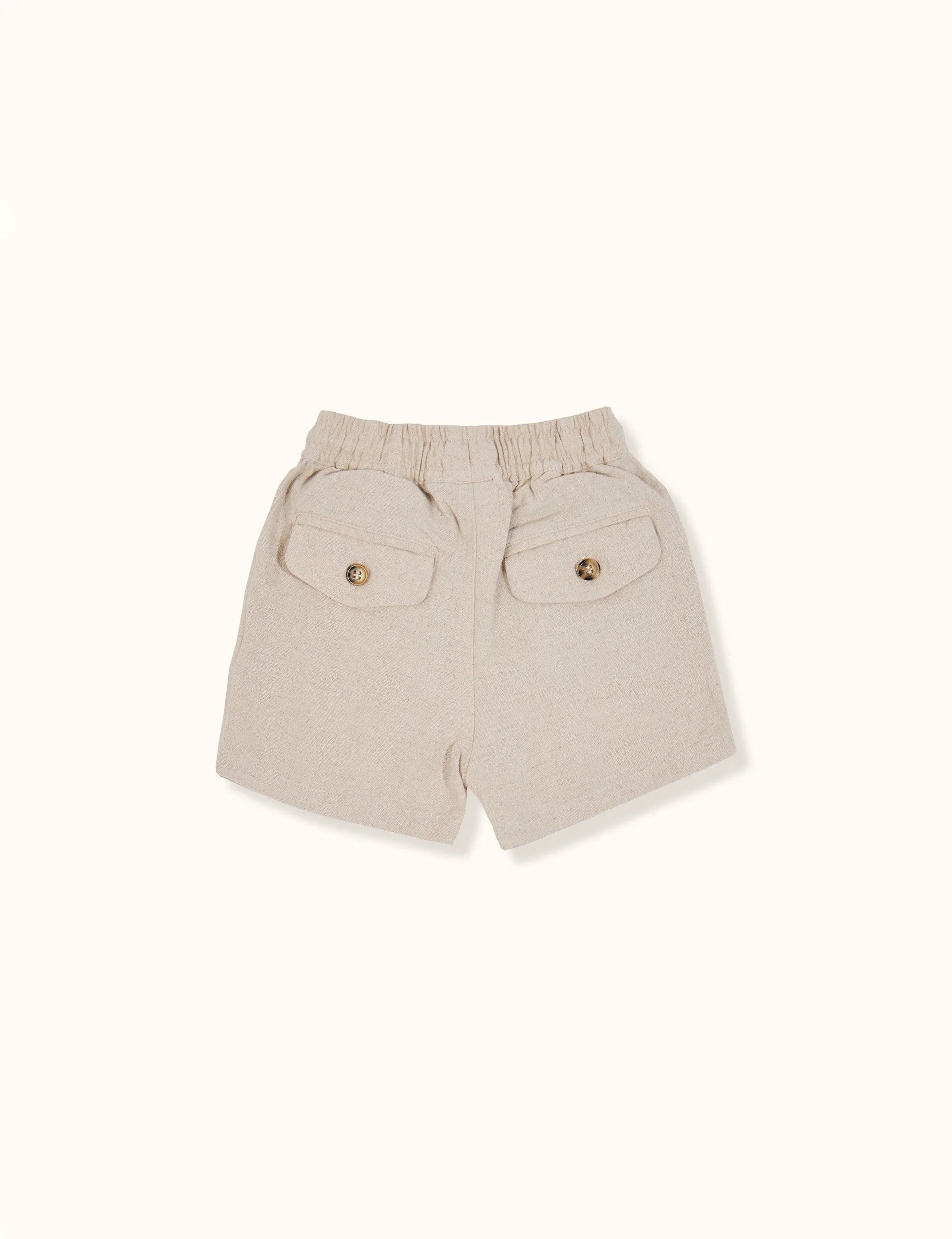 Goldie & Ace - NOAH LINEN COTTON SHORTS - BONE