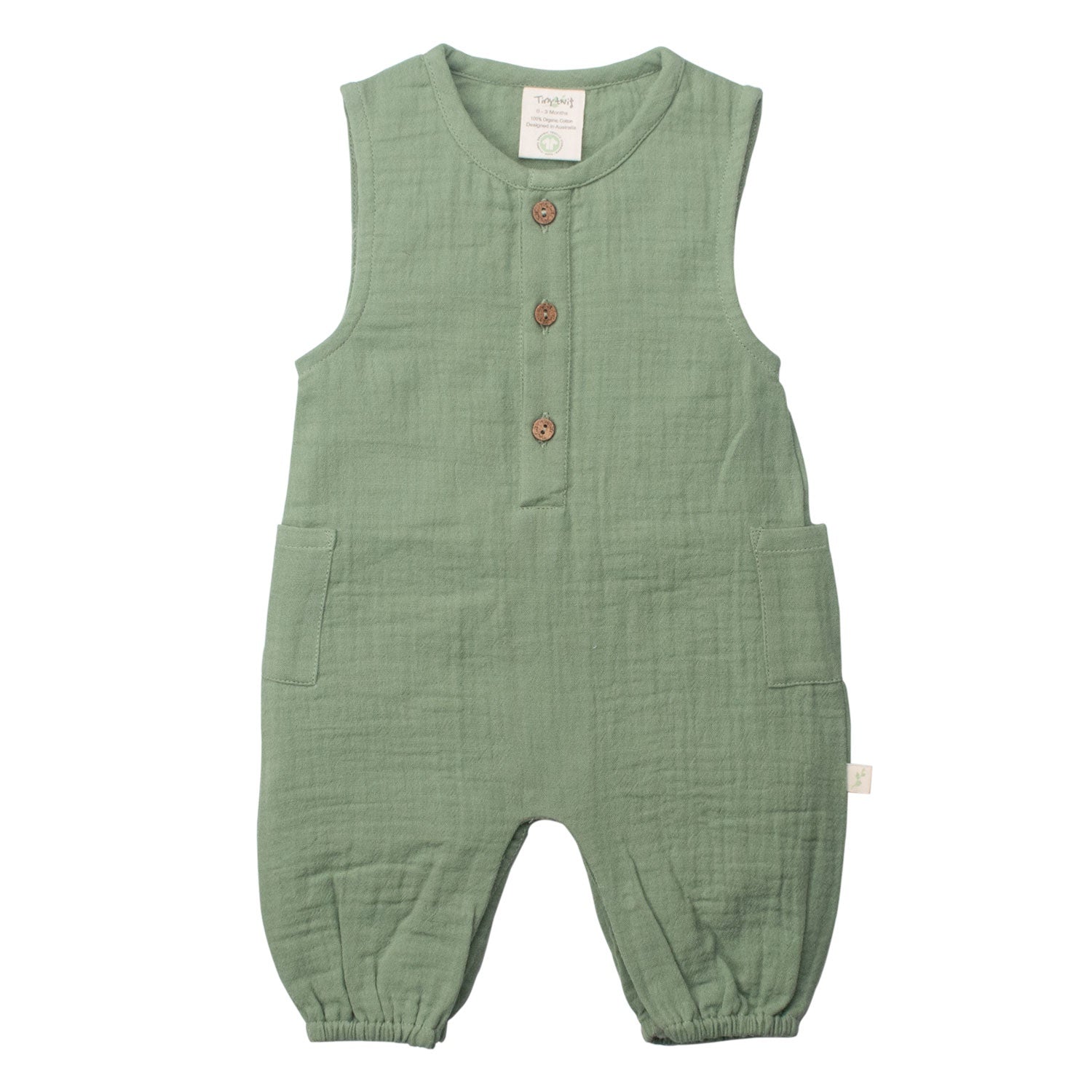 Tiny Twig - Crinkle Playsuit - Basil
