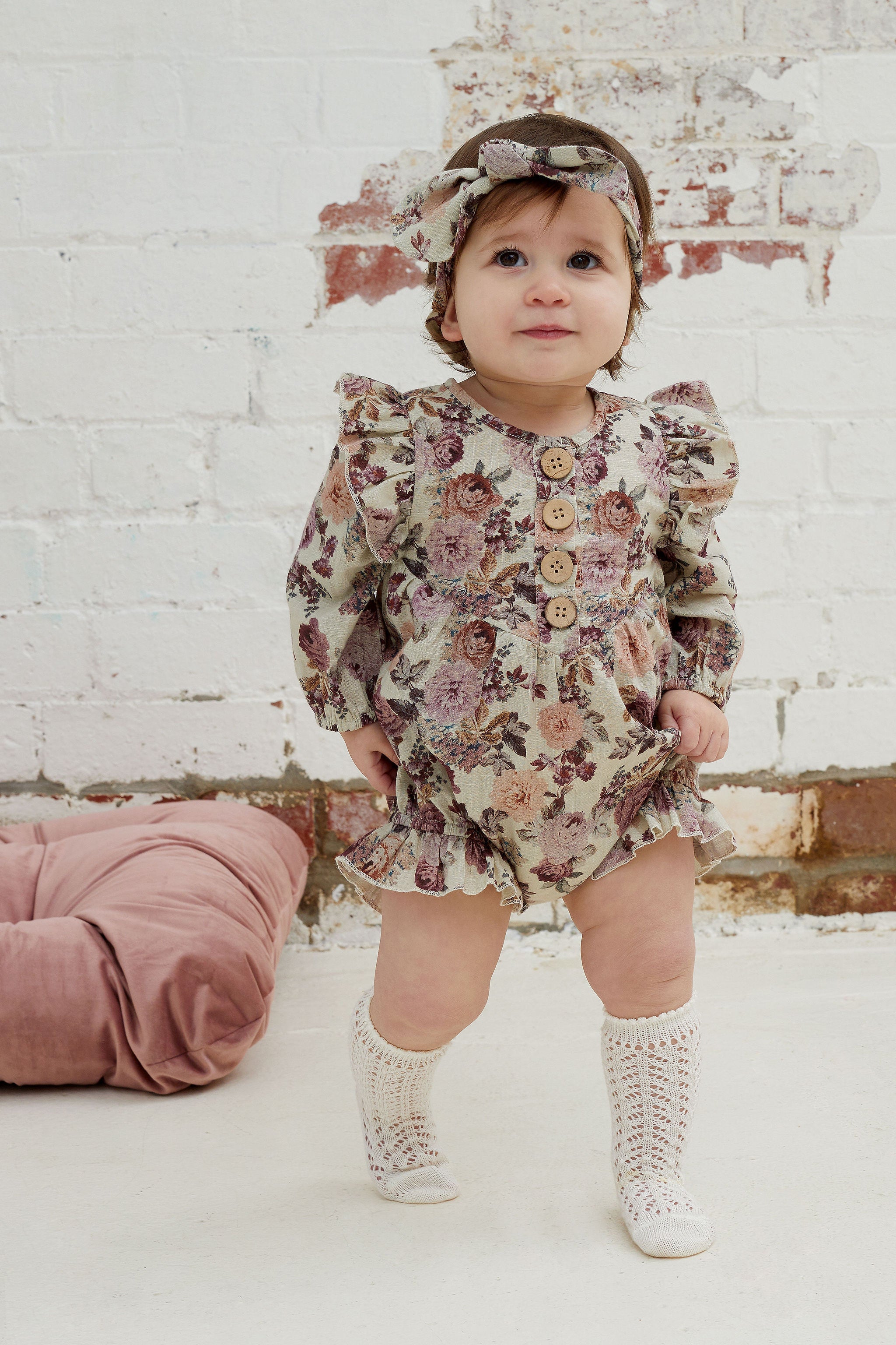 Kapow Kids - Vintage Dahlia Baby Frill Playsuit