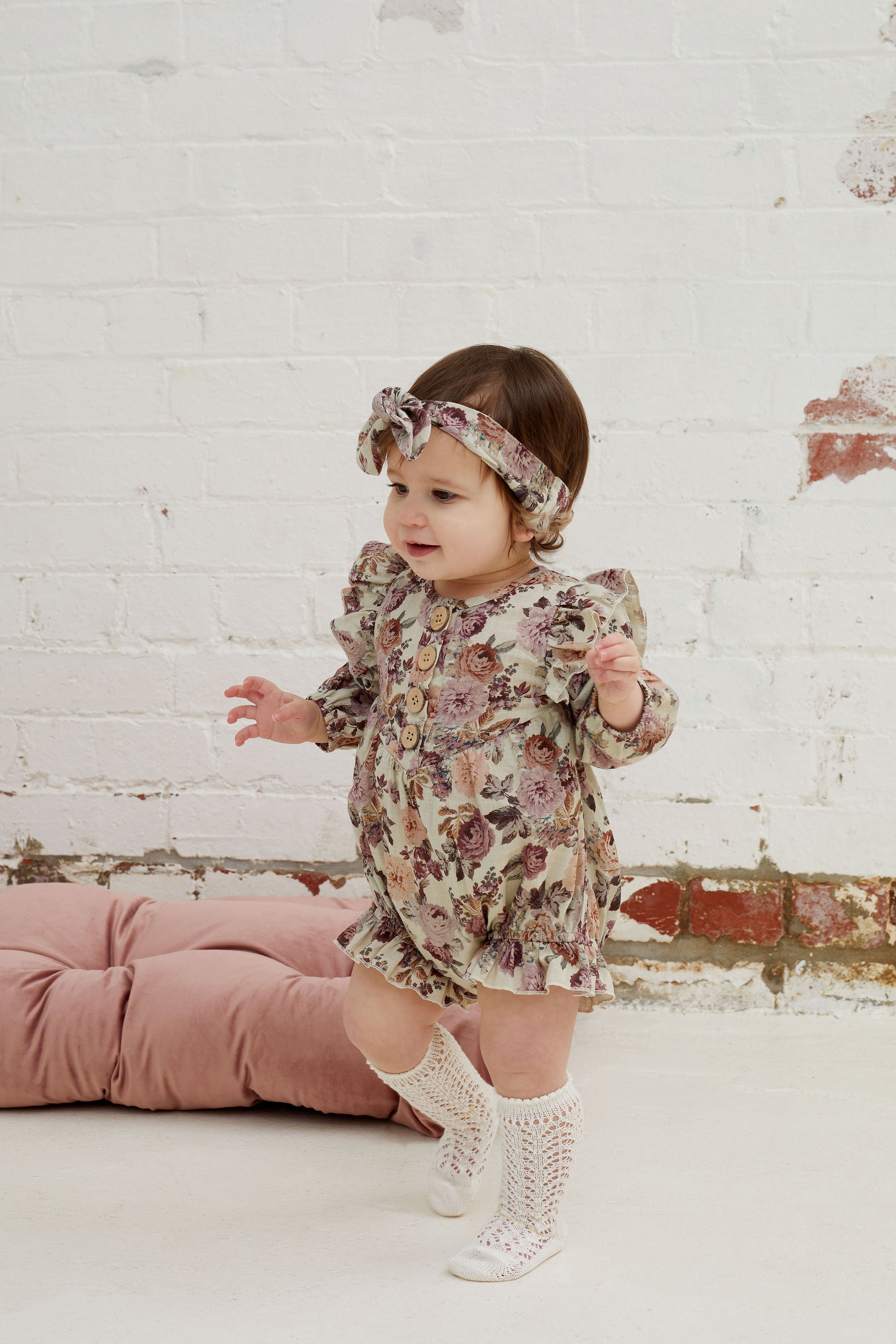 Kapow Kids - Vintage Dahlia Baby Frill Playsuit