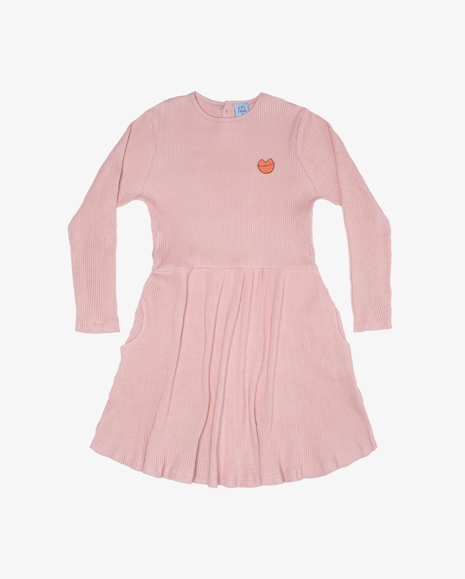 The Girl Club - Button Front Gathered Waist L/S Dress - Rose Pink