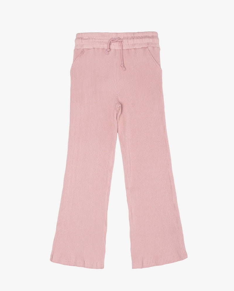 The Girl Club - GRLFRND Rib Cotton Wide Leg Pants - Rose Pink