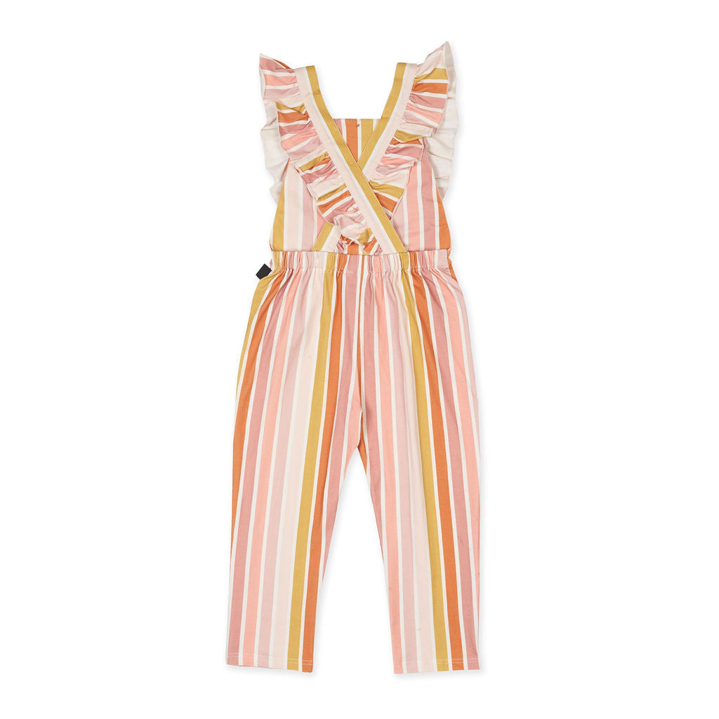 Kapow Kids - Ruffle Dungarees - Beach Stripe