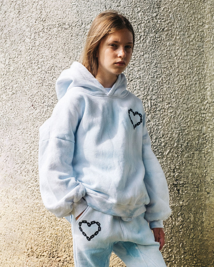 The Girl Club - GRLFRND - Chain Heart - Joggers - Blue Tie Dye