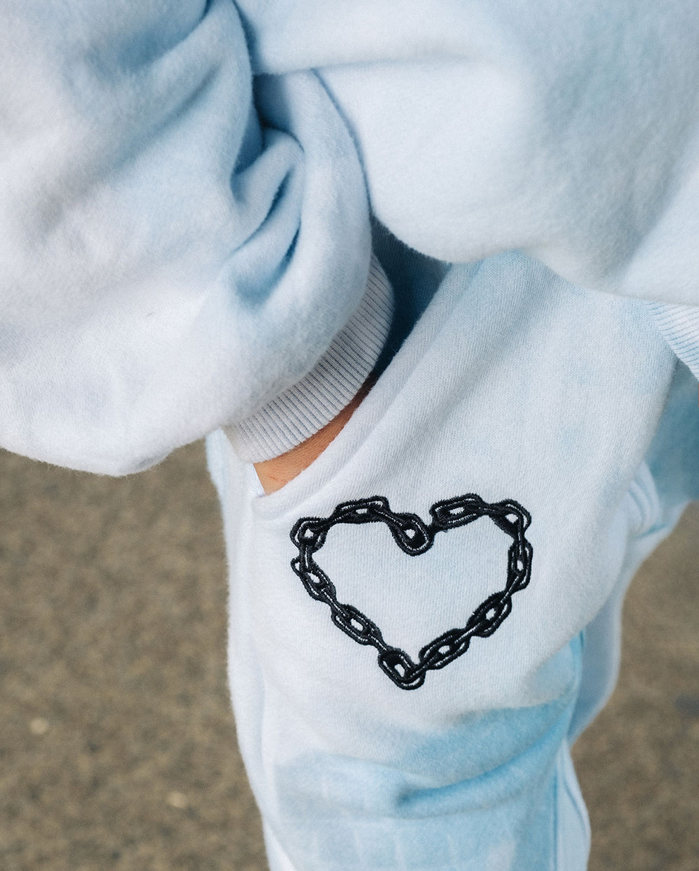 The Girl Club - GRLFRND - Chain Heart - Joggers - Blue Tie Dye