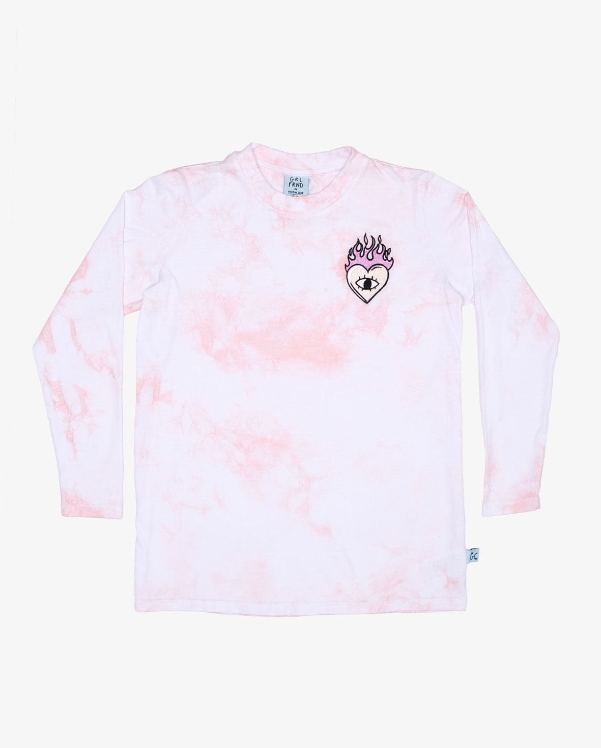The Girl Club - GRLFRND Flame Heart L/S Tee - Pink Tie Dye