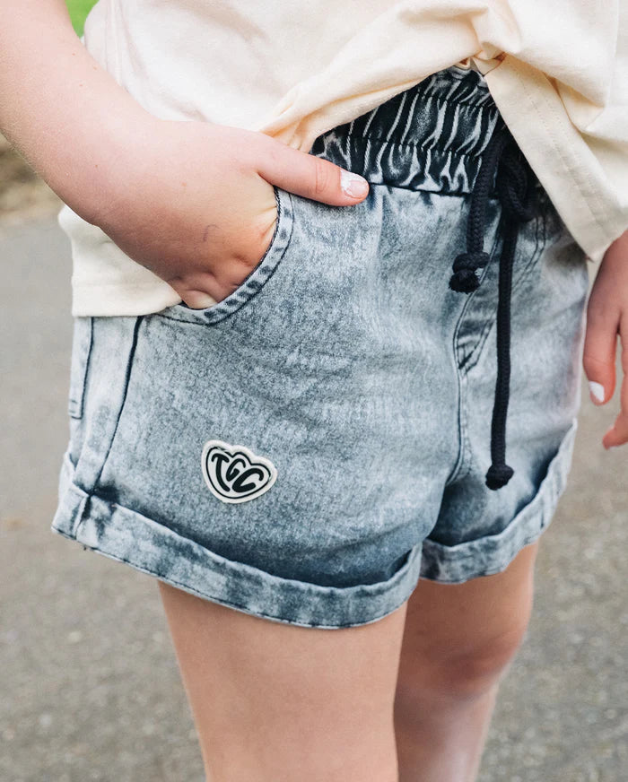 The Girl Club Vintage Black Denim Shorts Fox in Sox Kids