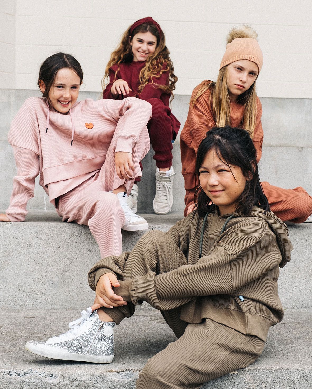The Girl Club - GRLFRND Rib Cotton Wide Leg Pants - Rose Pink