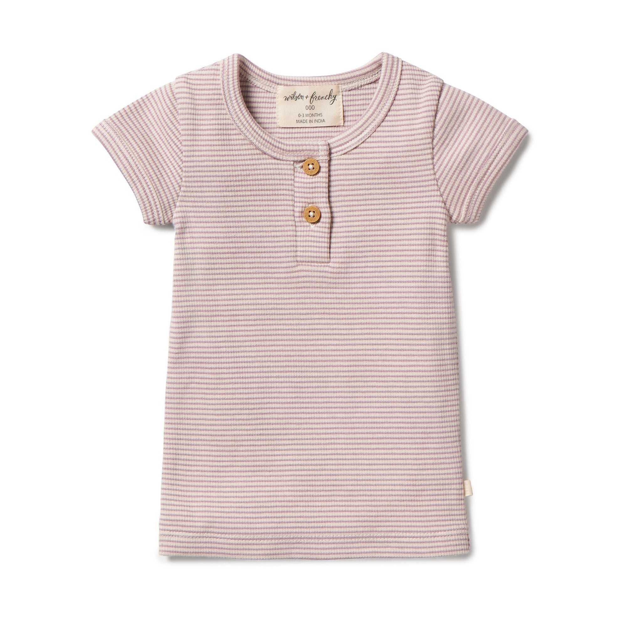 Wilson & Frenchy - Organic Stripe Rib Henley Tee - Plum