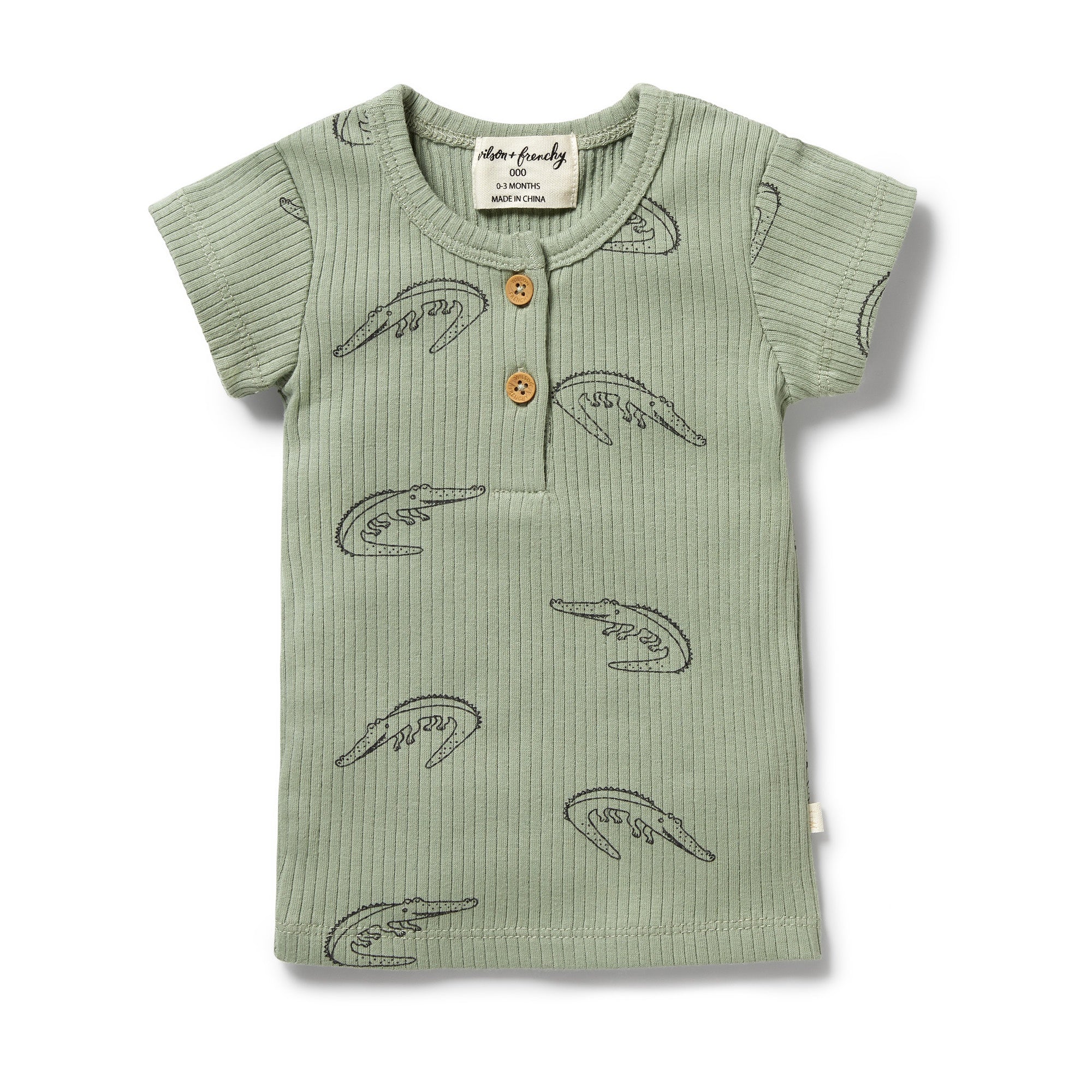 Wilson & Frenchy - Organic Rib Henley Tee - Little Croc