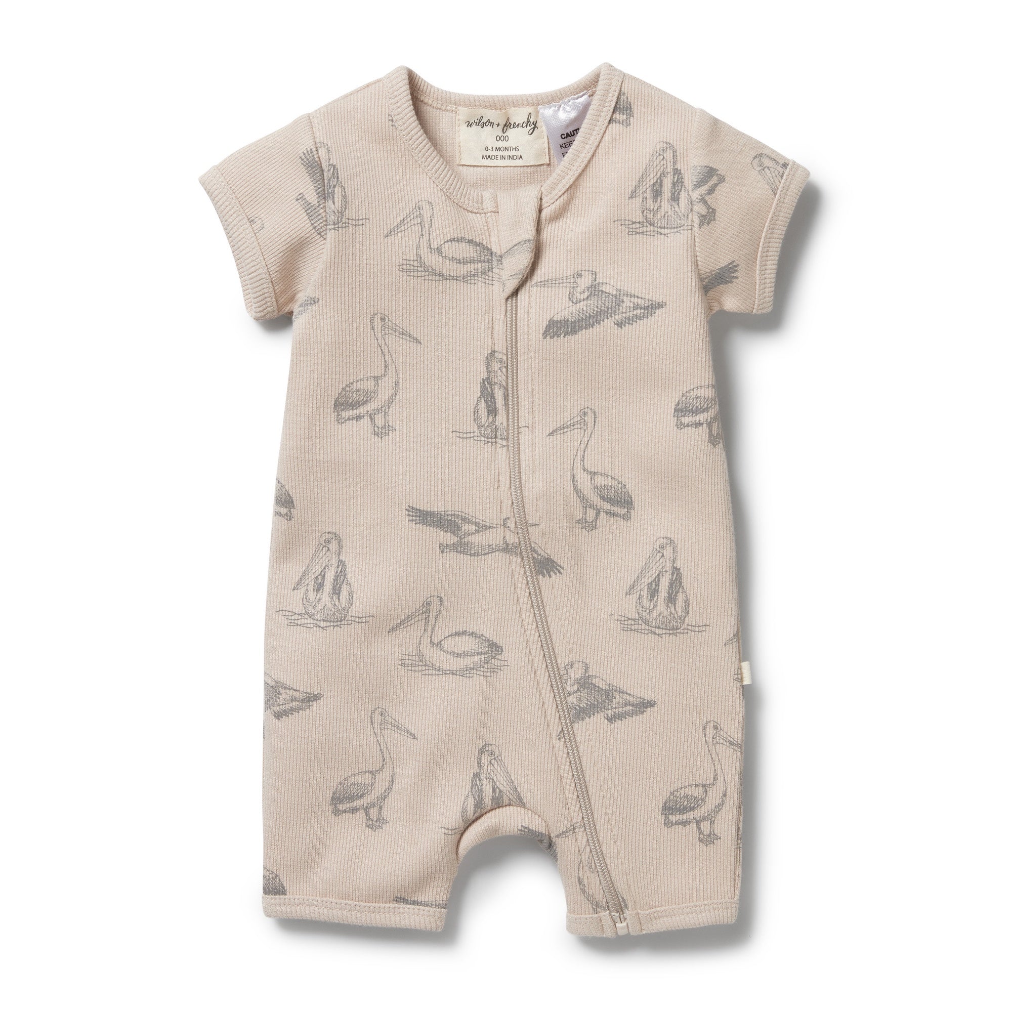 Wilson & Frenchy - Organic Rib Short Leg Zipsuit - Little Pelican