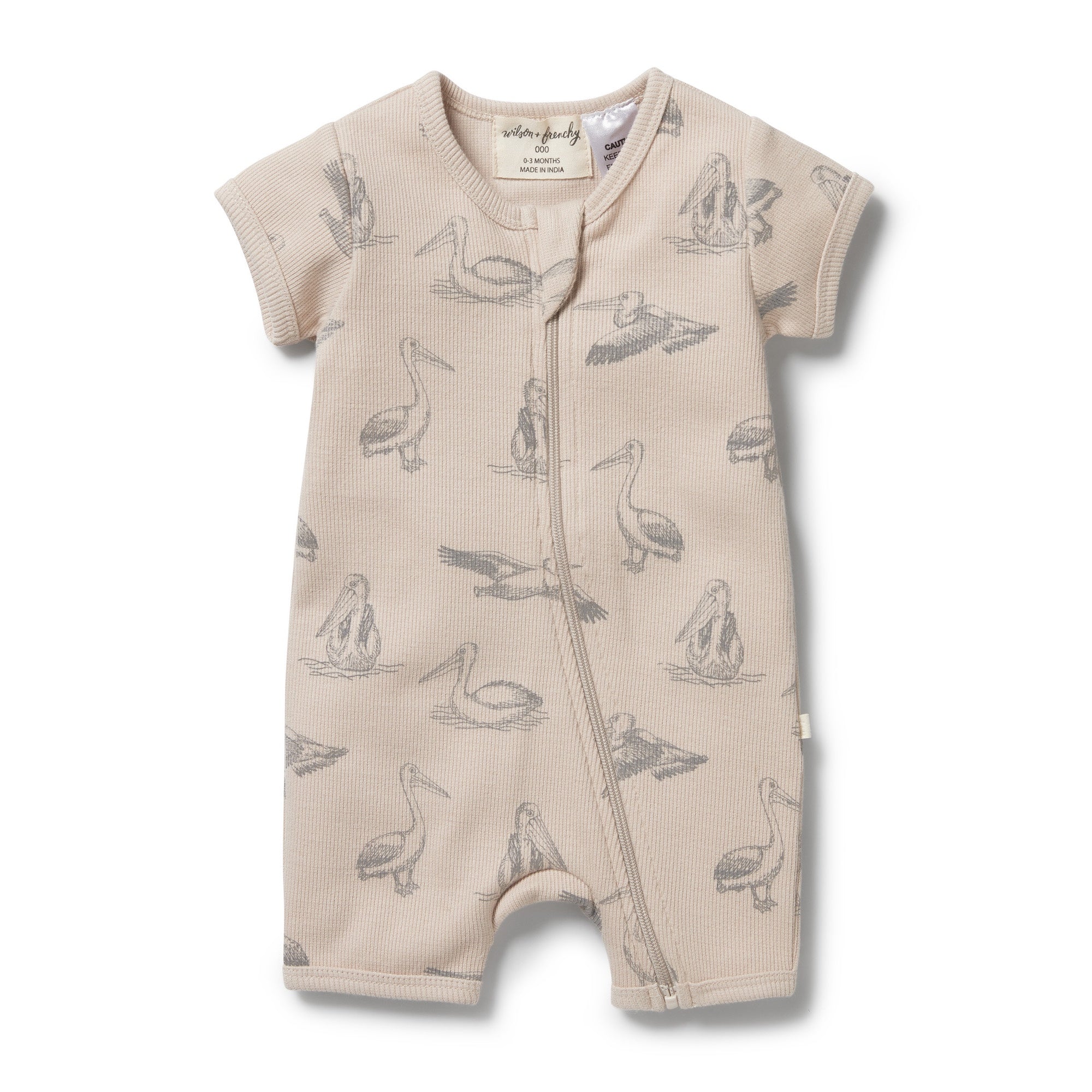 Wilson & Frenchy - Organic Rib Short Leg Zipsuit - Little Pelican