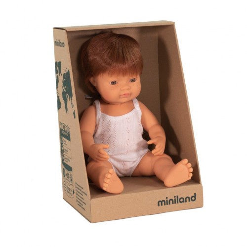 Miniland - Baby Doll - Caucasian Boy 38cm - Red Hair