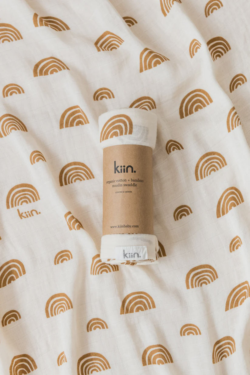 Kiin - Ivory & Umber Rainbow Organic Swaddle